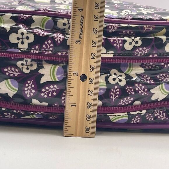 VERA BRADLEY Shoulder Purple Plum Petals Floral Frill Vinyl Messenger Bag NWOT - Picture 5 of 15